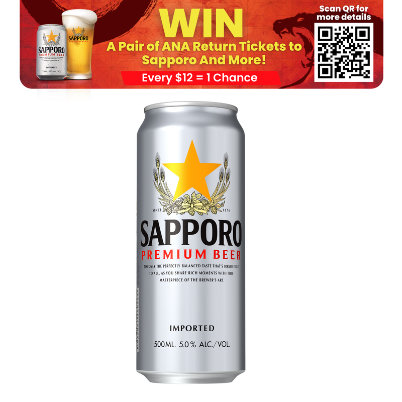 Sapporo Premium Draft Beer Can (500ml)